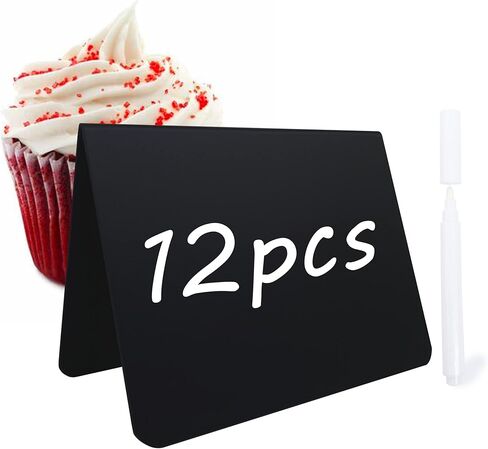 12 قطعة من لافتات السبورة الصغيرة مقاس 4 × 3 بوصة لعلامة الطباشير، لافتات الطاولة المحجوزة، سهلة الكتابة والمسح، ملصقات الطعام لبوفيه الحفلات، بطاقات المكان، ديكورات المناسبات، الزفاف، المخبز، لافتة سبورة صغيرة in Kuwait
