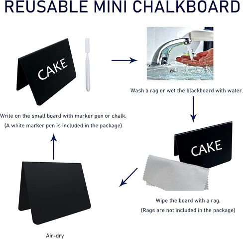12 قطعة من لافتات السبورة الصغيرة مقاس 4 × 3 بوصة لعلامة الطباشير، لافتات الطاولة المحجوزة، سهلة الكتابة والمسح، ملصقات الطعام لبوفيه الحفلات، بطاقات المكان، ديكورات المناسبات، الزفاف، المخبز، لافتة سبورة صغيرة in Kuwait