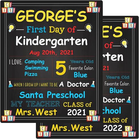 لافتة Gloween لليوم الأول للمدرسة - 10 × 12 بوصة سبورة لليوم الأول والأخير للمدرسة - دعامة صور لليوم الأول للعودة إلى المدرسة للأطفال الأولاد والبنات - قابلة للمسح وإعادة الاستخدام in Kuwait