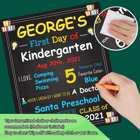 لافتة Gloween لليوم الأول للمدرسة - 10 × 12 بوصة سبورة لليوم الأول والأخير للمدرسة - دعامة صور لليوم الأول للعودة إلى المدرسة للأطفال الأولاد والبنات - قابلة للمسح وإعادة الاستخدام in Kuwait