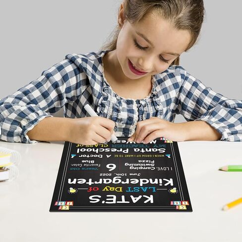 لافتة Gloween لليوم الأول للمدرسة - 10 × 12 بوصة سبورة لليوم الأول والأخير للمدرسة - دعامة صور لليوم الأول للعودة إلى المدرسة للأطفال الأولاد والبنات - قابلة للمسح وإعادة الاستخدام in Kuwait