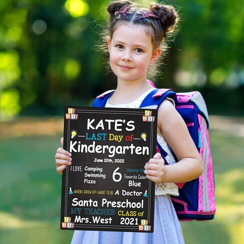 لافتة Gloween لليوم الأول للمدرسة - 10 × 12 بوصة سبورة لليوم الأول والأخير للمدرسة - دعامة صور لليوم الأول للعودة إلى المدرسة للأطفال الأولاد والبنات - قابلة للمسح وإعادة الاستخدام in Kuwait