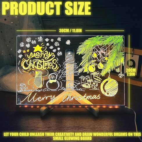 لوحة ملاحظات LED بألوان، لوحة مسح جاف أكريليك ملونة مقاس 7.9 × 11.8 بوصة مع 7 ألوان لأقلام الكتابة ولوحة رسائل للمكتب والمدرسة والمنزل in Kuwait