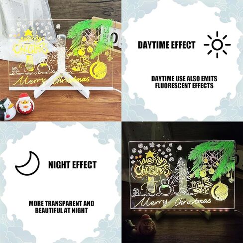 لوحة ملاحظات LED بألوان، لوحة مسح جاف أكريليك ملونة مقاس 7.9 × 11.8 بوصة مع 7 ألوان لأقلام الكتابة ولوحة رسائل للمكتب والمدرسة والمنزل in Kuwait