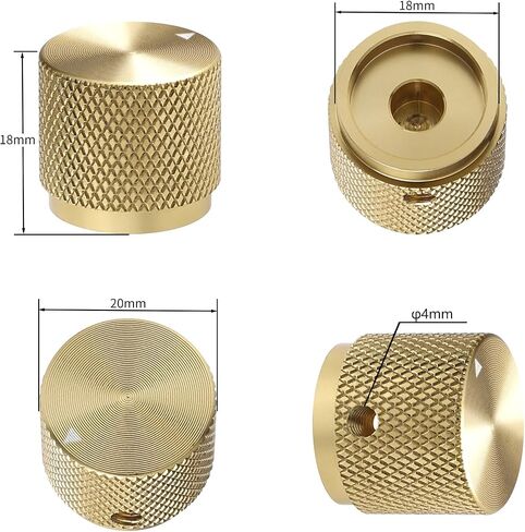 2PCS Guitar Knob, All Aluminum Potentiometer Gold Control Knob, Diameter 20mm, Height 18mm, Suitable for Electric Guitar, Bass, etc. Volume Audio Control Knob with 6mm Diameter Spindle in Saudi Arabia