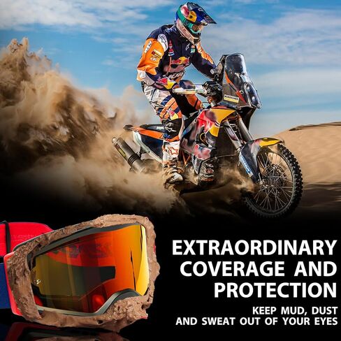 Dirt Bike Goggles, OTG Motocross Goggles ATV Goggles for Men, Women, Adult, Youth, Wide Vision Motorcycle Goggles in Saudi Arabia