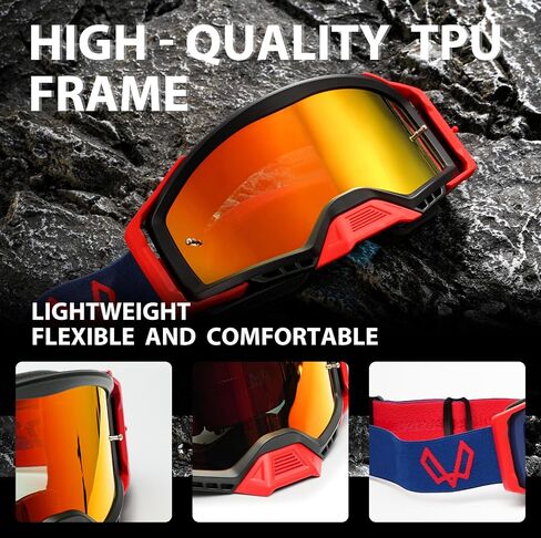 Dirt Bike Goggles, OTG Motocross Goggles ATV Goggles for Men, Women, Adult, Youth, Wide Vision Motorcycle Goggles in Saudi Arabia
