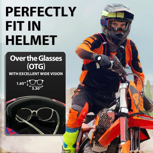 Dirt Bike Goggles, OTG Motocross Goggles ATV Goggles for Men, Women, Adult, Youth, Wide Vision Motorcycle Goggles in Saudi Arabia
