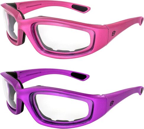 زوجان من نظارات Birdz Eyewear Oriole المضادة للضباب، نظارات ركوب الدراجات النارية للنساء، إطارات وردية وأرجوانية مقاومة للخدش مع عدسات شفافة in Saudi Arabia