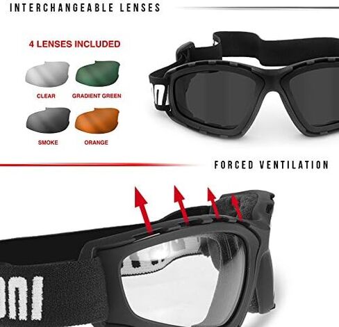 نظارات Bertoni للدراجات النارية والرياضات المتطرفة مع 4 عدسات قابلة للتبديل متضمنة في إيطاليا - AF120B نظارات مبطنة للدراجات النارية in Kuwait