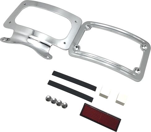 HTTMT- Chrome Dual LED Laydown Curved License Plate Bracket Tag Holder Compatible with 2010up FLHX, FLHXS, FLHXSE, FLTRX, FLTRXS '10-'12 FLHXSE [P/N: MT389A-CD] in Saudi Arabia