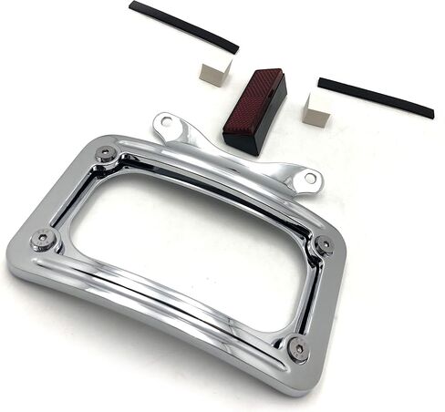 HTTMT- Chrome Dual LED Laydown Curved License Plate Bracket Tag Holder Compatible with 2010up FLHX, FLHXS, FLHXSE, FLTRX, FLTRXS '10-'12 FLHXSE [P/N: MT389A-CD] in Saudi Arabia