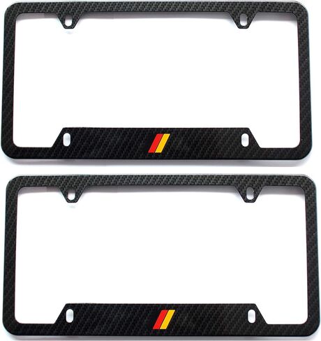 (Pack of 2) German License Plate Frame Aluminum with Carbon Fiber Finished / Screw and Caps Included in Saudi Arabia