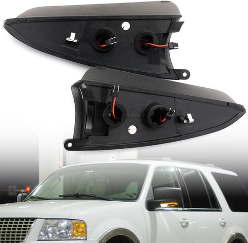 NSLUMO Sequential Led Side Mirror Turn Signal Lights for 2003-2006 F’ord Expedition Lincoln Navigator Smoked Lens Amber Mirror Turn Signal Indicator&White Puddle Light Assembly Kit in Saudi Arabia