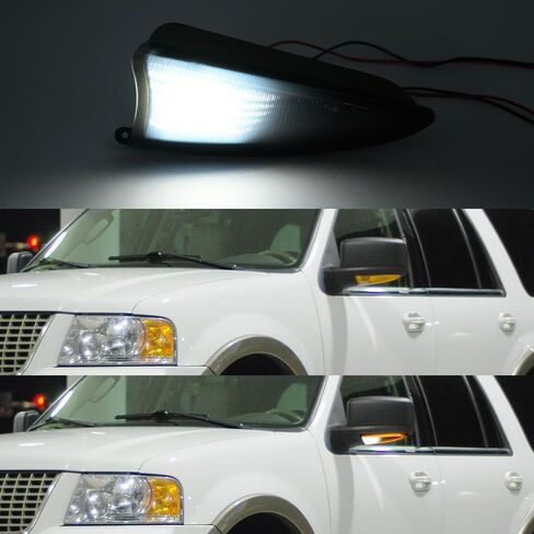 NSLUMO Sequential Led Side Mirror Turn Signal Lights for 2003-2006 F’ord Expedition Lincoln Navigator Smoked Lens Amber Mirror Turn Signal Indicator&White Puddle Light Assembly Kit in Saudi Arabia