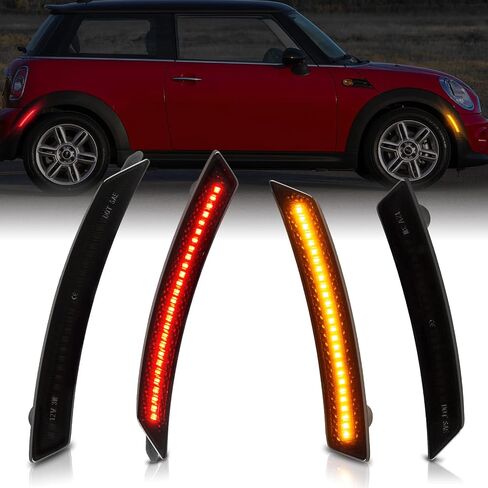 مجموعة مصابيح التحديد الجانبية LED من Fender، 4 قطع من مصابيح التحديد الجانبية للمصد الأمامي والخلفي باللون الكهرماني، متوافقة مع عدسات BMW MINI Cooper R55 R56 R57 R58 R59 R60 R61 OEM البديلة - الدخان in Kuwait