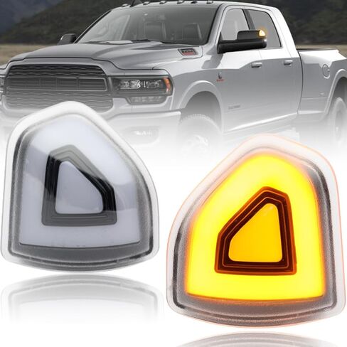 NJSBYL Amber LED Side Mirror Turn Signal Light Kits for 2021 2022 2023 Ram 1500 Classic 2500 3500 Smoked Lens Switchback White LED Marker Driving Parking Lights Towing Lighting 68460762AA 68460763AA in Saudi Arabia