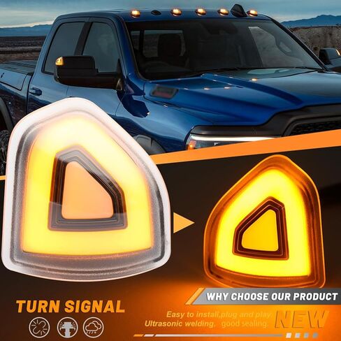 NJSBYL Amber LED Side Mirror Turn Signal Light Kits for 2021 2022 2023 Ram 1500 Classic 2500 3500 Smoked Lens Switchback White LED Marker Driving Parking Lights Towing Lighting 68460762AA 68460763AA in Saudi Arabia