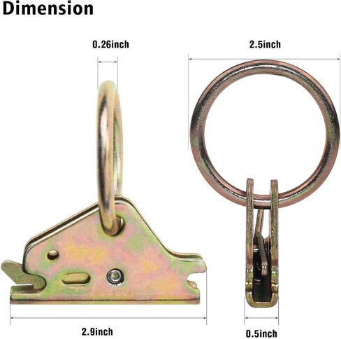 E-Track O Ring Tie Down Anchors WLL 1,500 رطل من الصلب شديد التحمل E Track Spring المناسب مع 2 في حلقة O لنظام ربط المسار الإلكتروني لتأمين البضائع في المقطورات المغلقة / المسطحة والشاحنات in Saudi Arabia