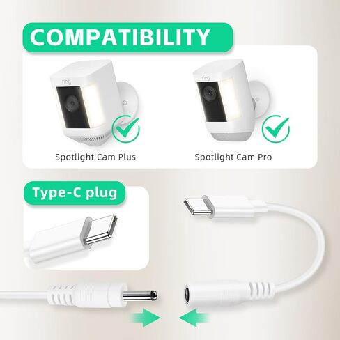 4m/13.1ft Indoor Camera Power Adapter Charger for Ring Stick Up Cam Battery Plug-in/2nd Gen/3rd Gen, Ring Pan Tilt Stick Up Camera Power Cable Cord Replacement in Saudi Arabia
