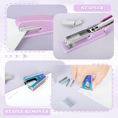 Purple Office Supplies Set Desk Accessories Kit, Lavender Stapler and Tape Dispenser Set for Women Office Clerks School Student in Saudi Arabia