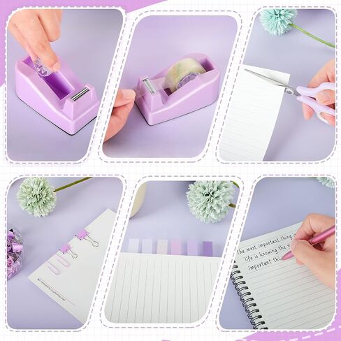 Purple Office Supplies Set Desk Accessories Kit, Lavender Stapler and Tape Dispenser Set for Women Office Clerks School Student in Saudi Arabia