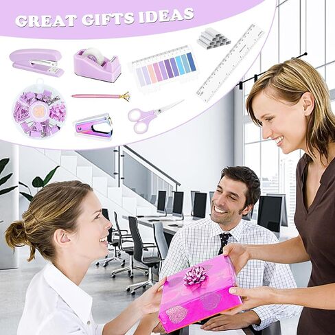 Purple Office Supplies Set Desk Accessories Kit, Lavender Stapler and Tape Dispenser Set for Women Office Clerks School Student in Saudi Arabia
