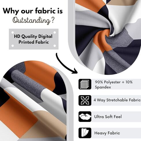 Orange Geometric Design Premium Stretchable Printed Dining Chair Covers Elastic Chair Cover Seat Case Protector, Slipcovers Pack of 1 Pcs. in Saudi Arabia