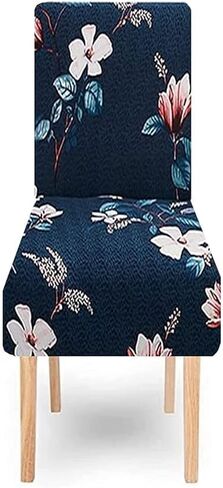 Floral Design Polyester Dining Table Chair Covers Set of 1, Spandex Elastic - Stretchable, Removable and Washable, Printed Chair Slipcovers 1 Seater in Saudi Arabia