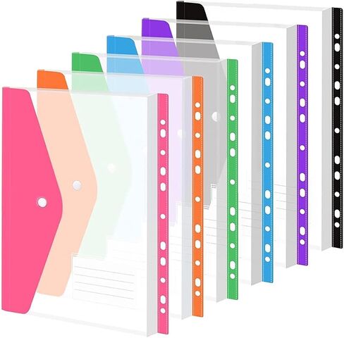 Plastic Binder Dividers 6 Pack A4 Folder with Snap Closure for 2/3/4/11 Ring Binders and Removable Mark Label in Broadwise, 6 Colors in Saudi Arabia
