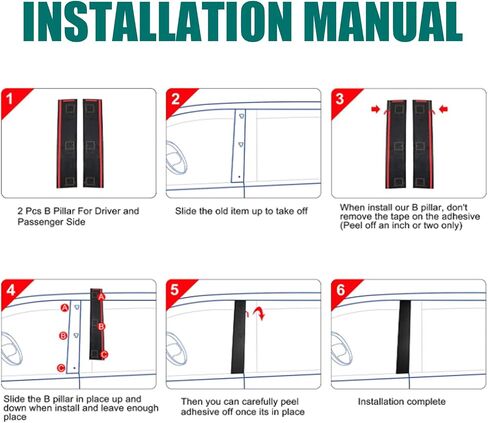 926-445 926-446 B Pillar Trim Door Molding for Front Passenger & Driver Side Windshield Outer Compatible with 2008-2016 Chrysler Town & Country 2008-2020 Dodge Grand Caravan Part# 5020664AA 5020665AA in Saudi Arabia
