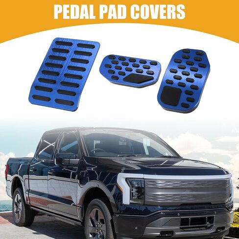 وسادات الدواسة - وسادات دواسة الفرامل الأوتوماتيكية وغطاء دواسة الراحة - لسيارة Ford F-150 2021-2023 بلاستيك معدني أسود وأحمر - مجموعة واحدة in Kuwait