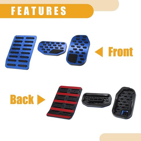 وسادات الدواسة - وسادات دواسة الفرامل الأوتوماتيكية وغطاء دواسة الراحة - لسيارة Ford F-150 2021-2023 بلاستيك معدني أسود وأحمر - مجموعة واحدة in Kuwait