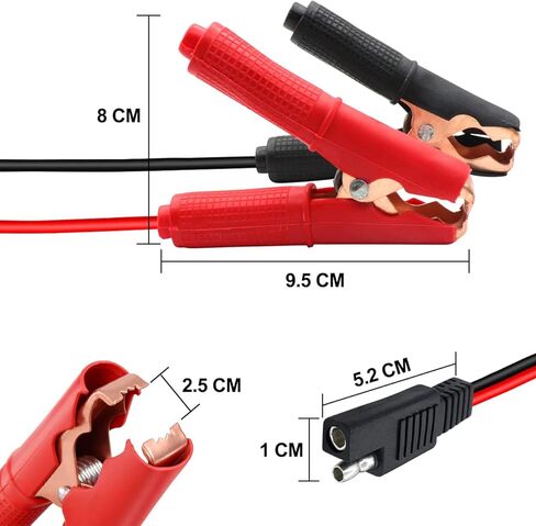 SAE Connector to Battery Clips SAE Alligator Clips 14AWG Battery Alligator Clips to SAE 12V 24V for Battery Charging Or Other Equipment (1m) in Saudi Arabia