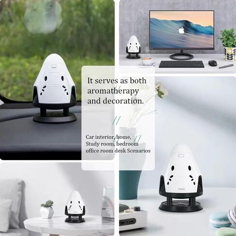 ناشرات الروائح العلاجية مع مستشعر ذكي لوقوف السيارات، ضوء تنفس LED، منقي هواء USB، موزع روائح عطرية لاسلكي فائق الهدوء لديكور المنزل وغرفة السيارة (مركبة الفضاء التنين SpaceX) in Kuwait