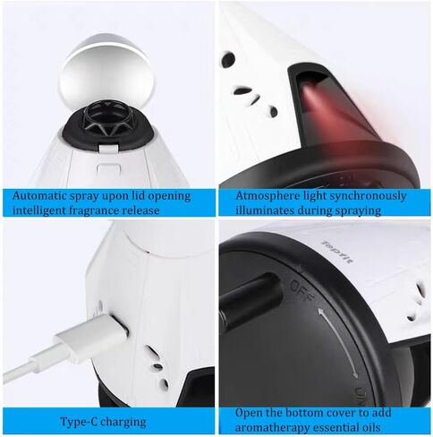 ناشرات الروائح العلاجية مع مستشعر ذكي لوقوف السيارات، ضوء تنفس LED، منقي هواء USB، موزع روائح عطرية لاسلكي فائق الهدوء لديكور المنزل وغرفة السيارة (مركبة الفضاء التنين SpaceX) in Kuwait