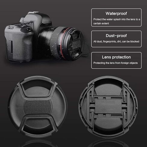 2 Packs 67mm Camera Lens Cap Cover for Nikon D90 D80 D70 D7000 D7100 D7200 D800, 2*hot Shoe Cover and Lens Cover Leash, Fit for Sony Nikon Canon DSLR Camera in Saudi Arabia