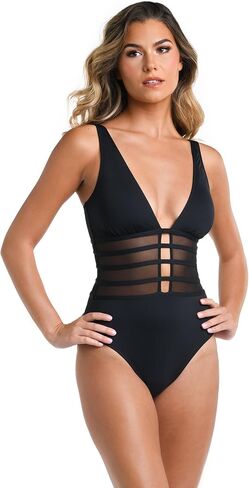 La Blanca Women's Standard Island Goddess Mesh Over The Shoulder One Piece Swimsuit in Saudi Arabia