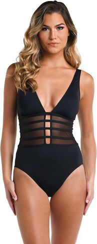 La Blanca Women's Standard Island Goddess Mesh Over The Shoulder One Piece Swimsuit in Saudi Arabia