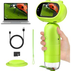Microscope for Kids,1000X Portable Digital Microscopes 16MP Kid Microscope Handheld, 2.0" Screen Kids Pocket Coin Microscope Photo Video, Mini Magnifying Glasses for Kids Birthday Gifts