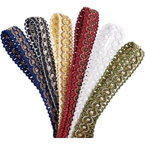 PH PandaHall 12 Yards 6 Colors Gimp Braid Trim, 3/4 inch Upholstery Trim Fabric Trim Fringe Trim Ribbon Polyester Fringe Trim for Costume DIY Crafts Sewing Curtain Home Lamp Shade Decoration