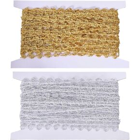 FreeBloss 22 ياردة حلقة Gimp Braid Trim 8mm جديلة جديلة الذهب تقليم وتزيين المفروشات المزخرفة الفضية للزينة ملحقات أزياء الحرف اليدوية