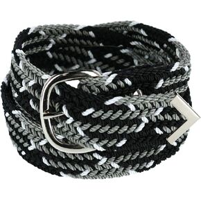 Double-s Nocona Men's Woven Braided Nylon Belt, Black/White/Grey – Adjustable Up to Size 52"