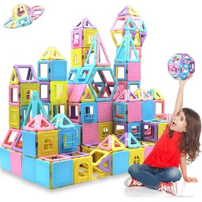 Magnetic Tiles Toys for 3 4 5 6 7 8+ Year Old Boys Girls Upgrade Macaron Castle Blocks Building Set for Toddlers STEM Creativity/Educational Toys for Kids Age 3-6 Christmas Birthday Gifts