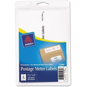 Postage Meter Labels for Personal Post Office, 1.78 x 6, White, 2/Sheet, 30 Sheets/Pack, (5289)
