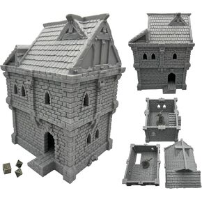 Tabletop Miniature Castle Building Building التضاريس متوافقة مع مشهد D&D - 28 مم مع أسلوب الهندسة المعمارية في العصور الوسطى ، ديوراما قابلة للتحصيل ، قابلة للطلاء ، من قبل هوتيكو هدية لعشاق الهوايات
