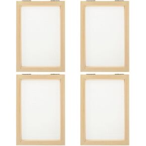 DOITOOL Wooden Paper Making Screen 4PCS Paper Making Mould and Deckle for DIY Craft - 4.9 X 7inch