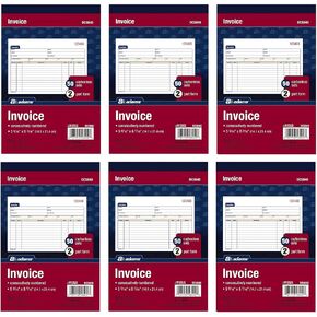 Adams Invoice Book, 2-Part, Carbonless, 5-9/16 x 8-7/16 Inches, 50 Sets per Book, Sold as 6 Pack (DC5840)