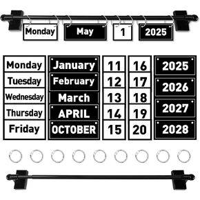 Magnetic Rod Black and White Flip Calendar for Classroom, Classroom Calendar Date Cards Black and White Classroom Decor Bulletin Board Set