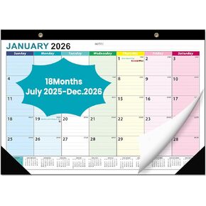 COMIX 18 Month Desk Calendar 2025-2026 (July 2025–Dec 2026) – 17" x 12" Wall calendar with To-Do List & Notes,2026 Calendar Monthly Planner for Home, School, or Office Organization